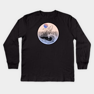 Jumping Whale in the Waves Kids Long Sleeve T-Shirt